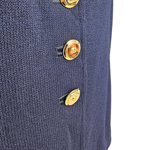 St. John Collection V-Neck Button Front Santana Knit Blazer, Classic, Blue, Sz 2 - Picture 3 of 11